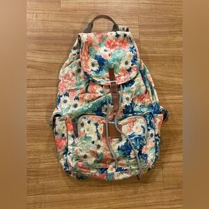 PINK | Neon Floral Drawstring Bag | Fully Adjustable W/Ample Space | EUC |